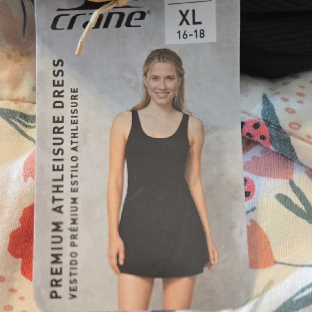 Crane Black Premium Athleisure Mini Dress